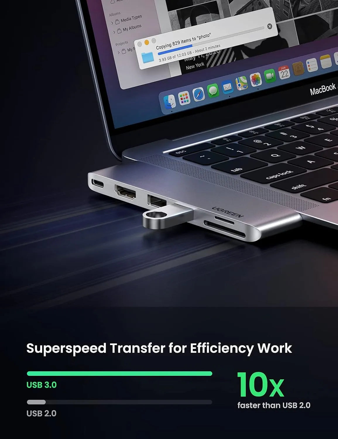 Adapter Hub UGREEN 6-in-1 USB-C - for Macbook (Air/Pro) - Local Warranty