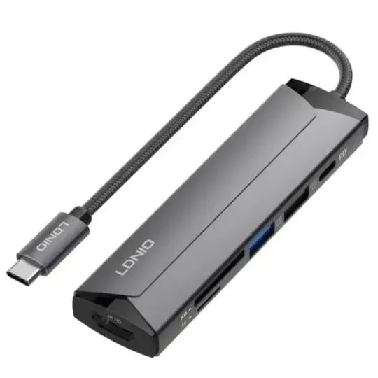 Adapter Hub LDNIO USB-C 6-in-1 - 4K HDMI - PD 100W Charging - Black | DS-56H