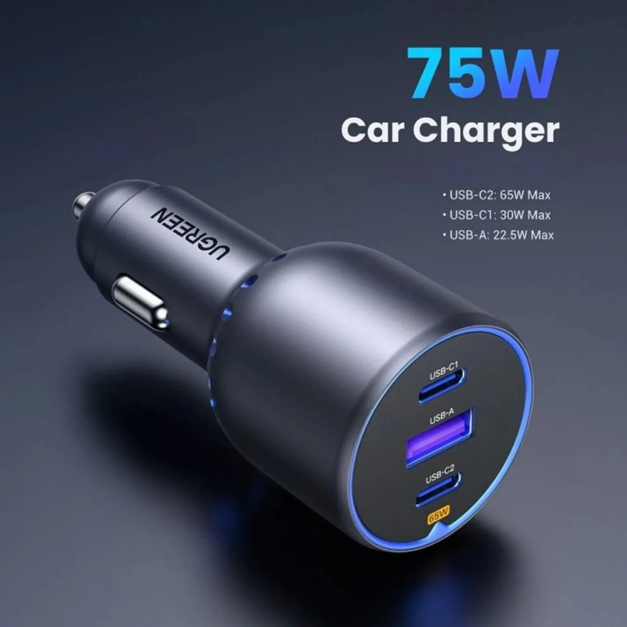 Car Adapter UGREEN PD2 75W - Trio Ports | EC703 - Local Warranty