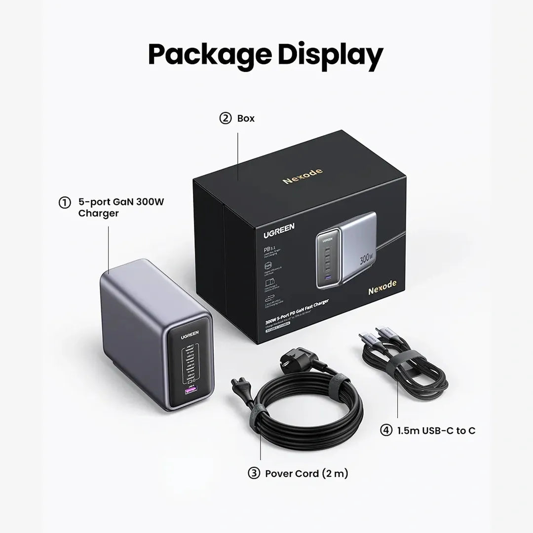 Desktop Charger UGREEN 300W Nexode 5-Port PD GaN | CD333 - Local Warranty