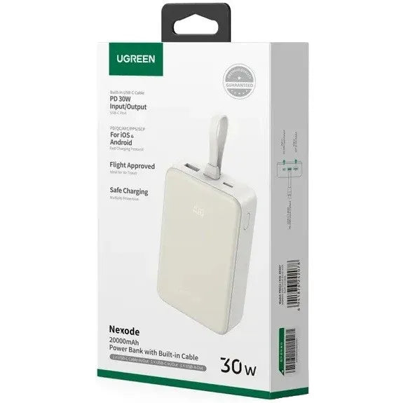 Power Bank QC+PD 30W UGREEN 20,000mAh Nexode - Built-in Cable | PB521 - Local Warranty