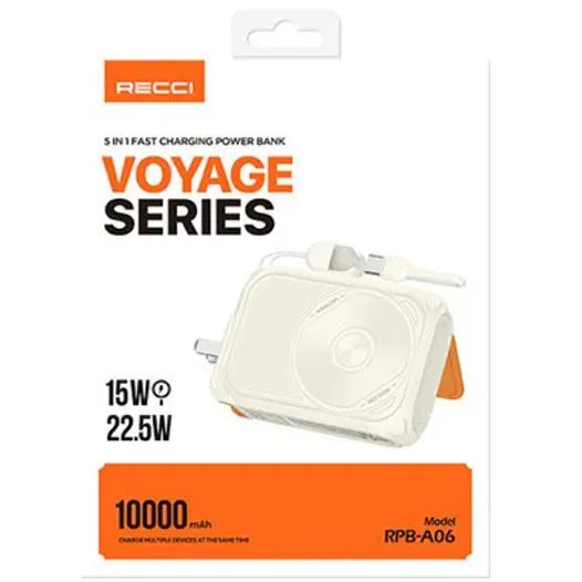 5 in 1 Powerbank & Desktop Charger 22.5W RECCI 10,000 mAh | Voyage RPB-A06 - Local Warranty