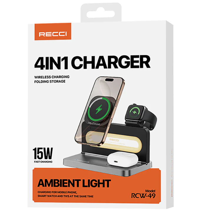 RECCI 4in1 Wireless Charger 15W | Ambient Light RCW-49 - Local Warranty
