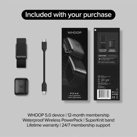Whoop Peak 5.0 Sensor - 12 Months FREE Subscribtion - Black