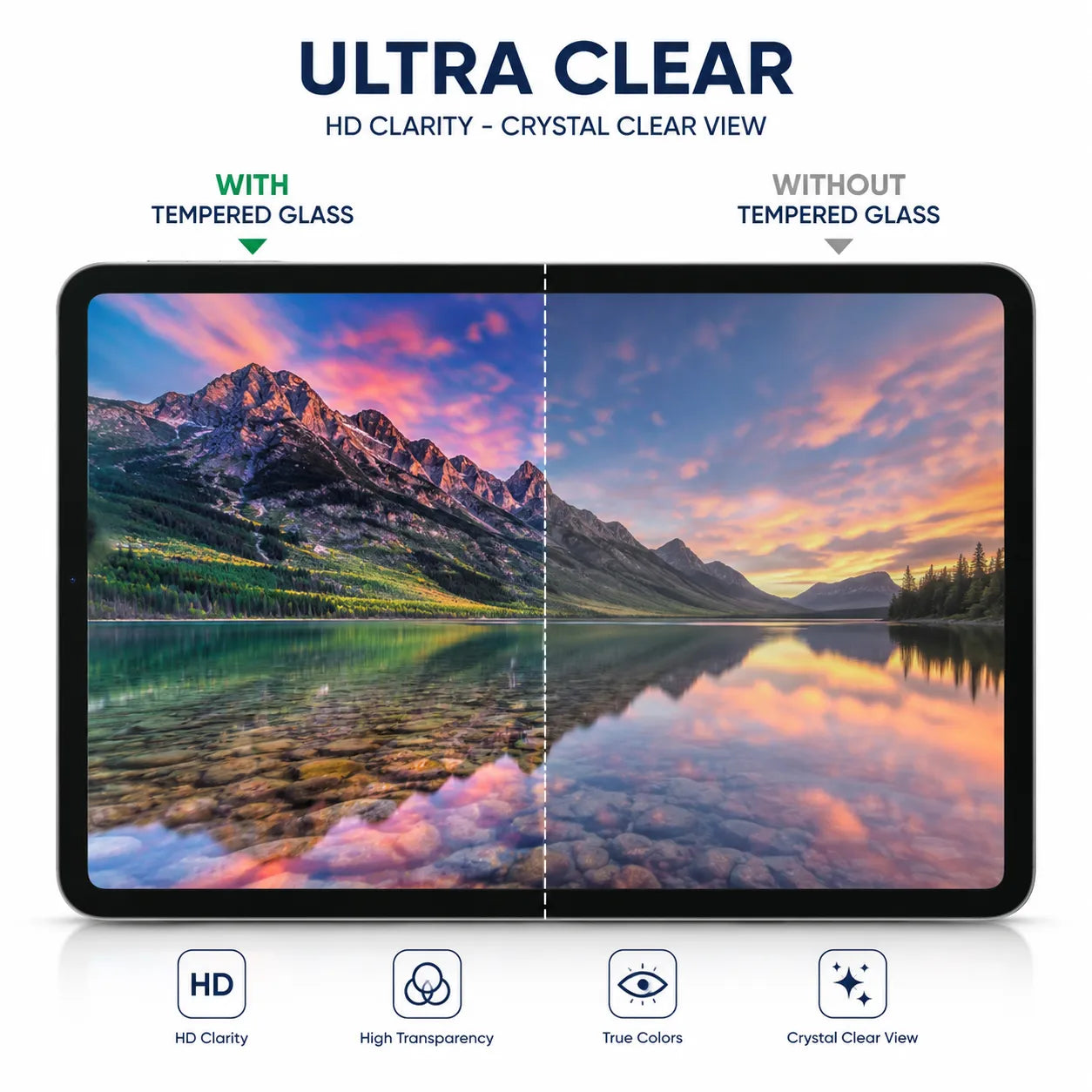 Tempered Glass Screen Protector for iPad Clear - Anti-Shock & Smooth-Touch