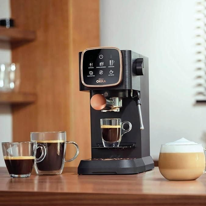 Arzum Okka Solo Semi-Auto Espresso Machine - OK0034-0500 - Black x Silver - Local Warranty