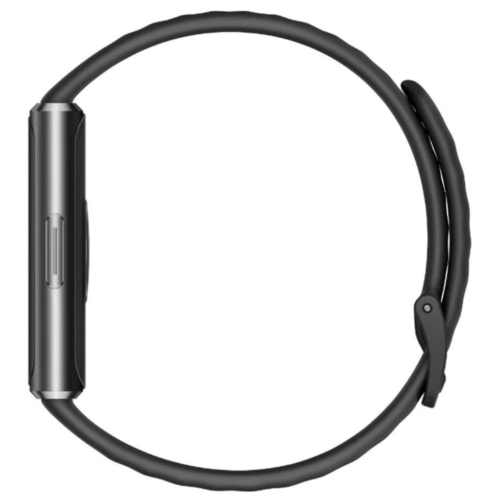 Black smartwatch band on a white background