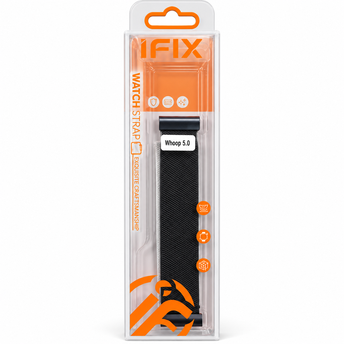 Al Sheikh Stores IFIX Breathable Nylon Sport Band Compatible with Whoop Band Strap (One, Life, Peak) Black - Packaging Box