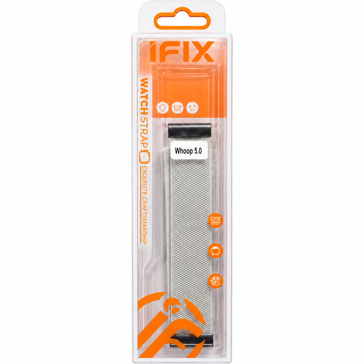Al Sheikh Stores IFIX Breathable Nylon Sport Band Compatible with Whoop Band Strap (One, Life, Peak) Light Gray - Packaging Box
