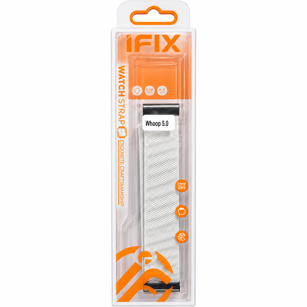 Al Sheikh Stores IFIX Breathable Nylon Sport Band Compatible with Whoop Band Strap (One, Life, Peak) White - Packaging Box