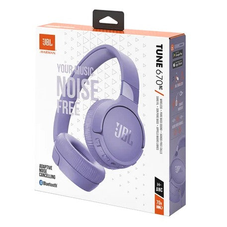JBL Tune 670NC Wireless Headphones with Adaptive Noise Cancelling in Blue, Black, White and Purple
