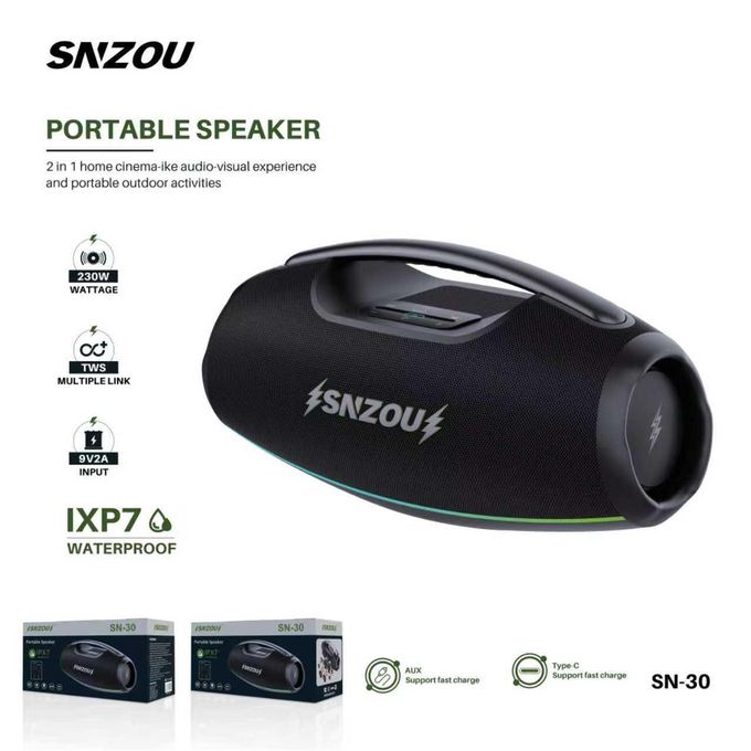 Portable Speaker SNZOU 230W - 7 Colors Ambiance Lights | SN-30 - Local Warranty