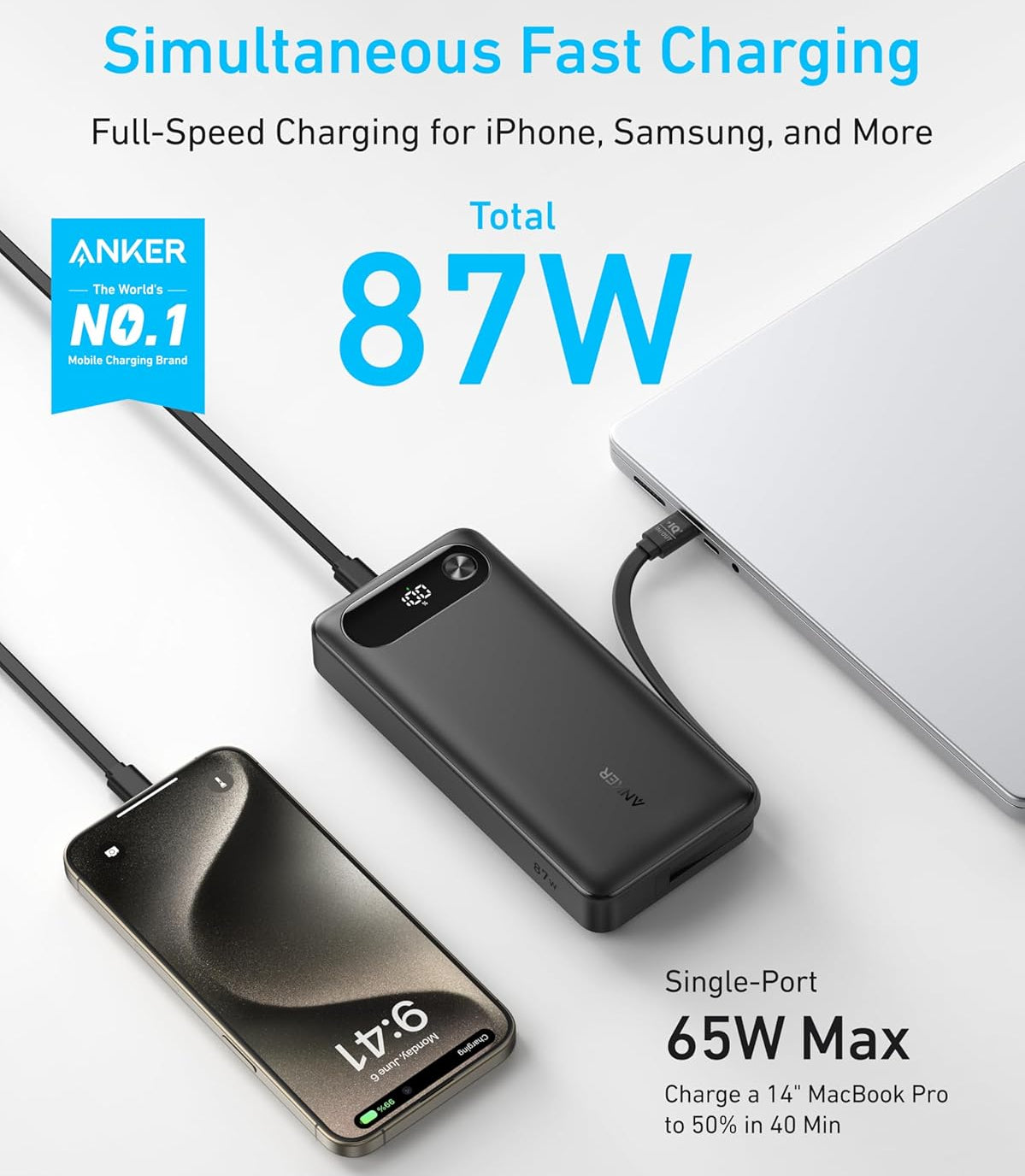 Al Sheikh Stores Power Bank 87W ANKER 20,000 mAh - Built-in USB-C | Model A1383H11 - Local Warranty - Advertisment
