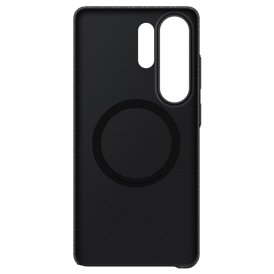 Black phone case with a minimalist design on a white background