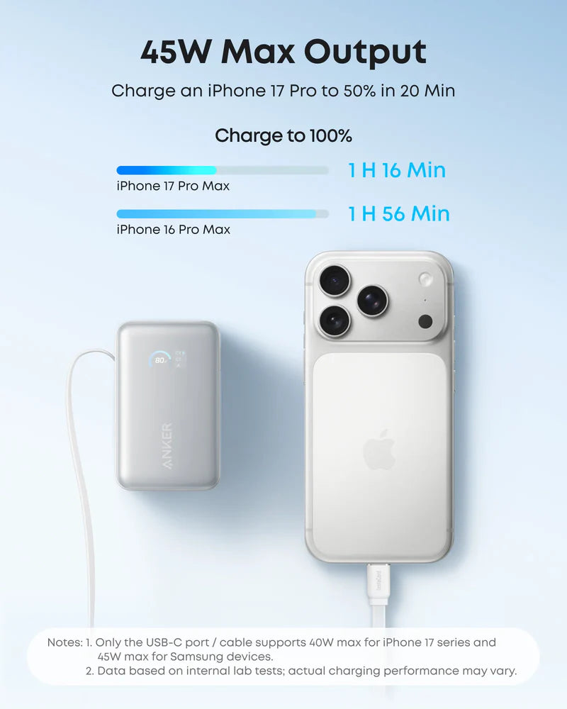 Anker Nano Power Bank (10K, 45W, Built-In USB-C Cable)