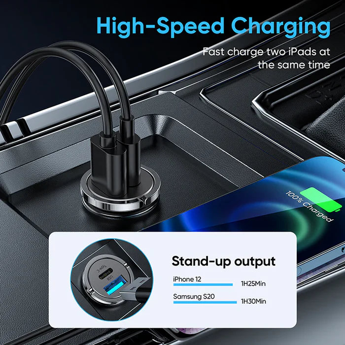 Car Adapter JOYROOM Mini 45W C-A35 - Dual Ports - with Pull Ring - Local Warranty