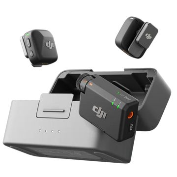 DJI Osmo Pocket device with two additional cameras on a white background