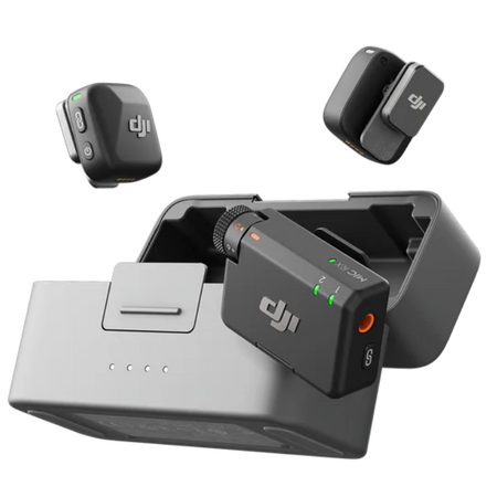 DJI Osmo Pocket device with two additional cameras on a white background