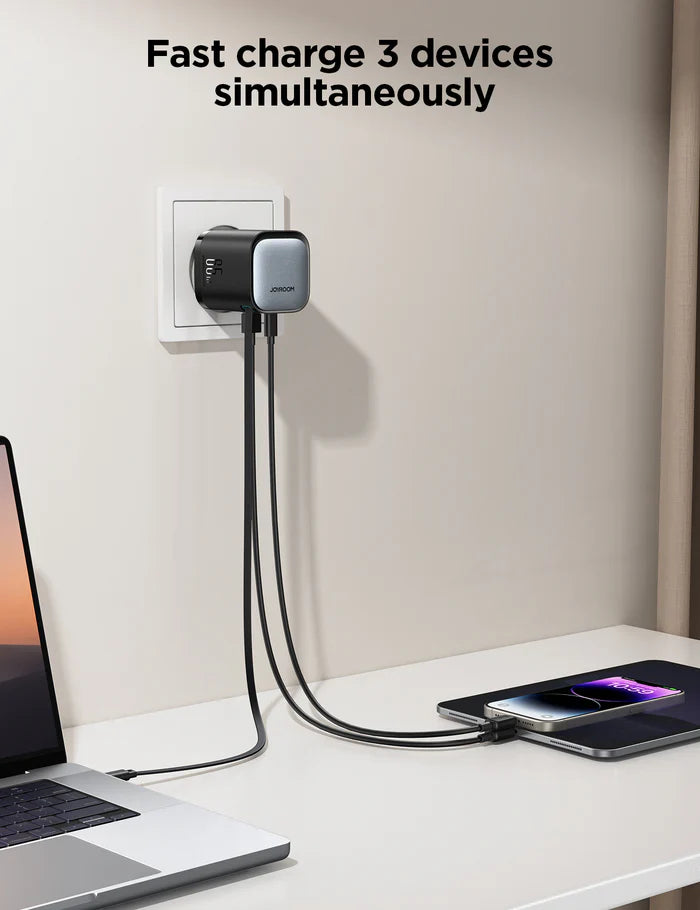 Adapter GaN 65W JOYROOM JR-Q2EU - With Retractable Cable - Local Warranty