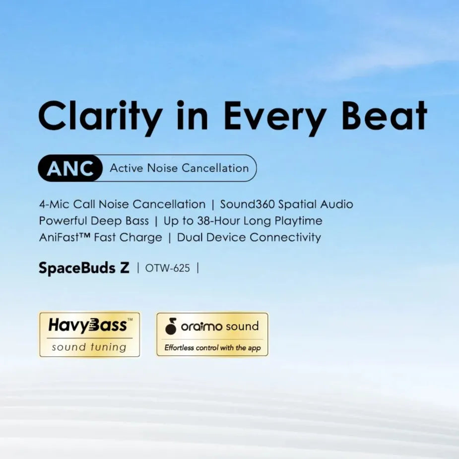 Oraimo SpaceBuds Z - Active Noise Cancellation | OTW-625 - Local Warranty