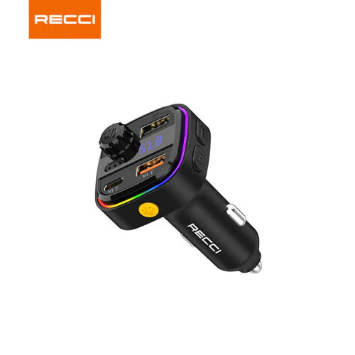 Car Adapter RECCI & FM Bluetooth 15+15W RQ08 - Multi-Functional - Local Warranty