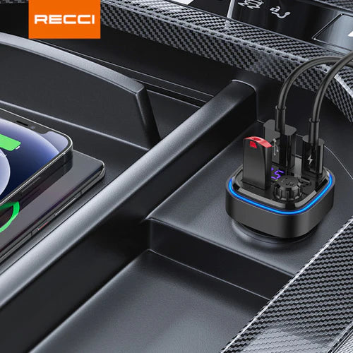 Car Adapter RECCI & FM Bluetooth 15+15W RQ08 - Multi-Functional - Local Warranty