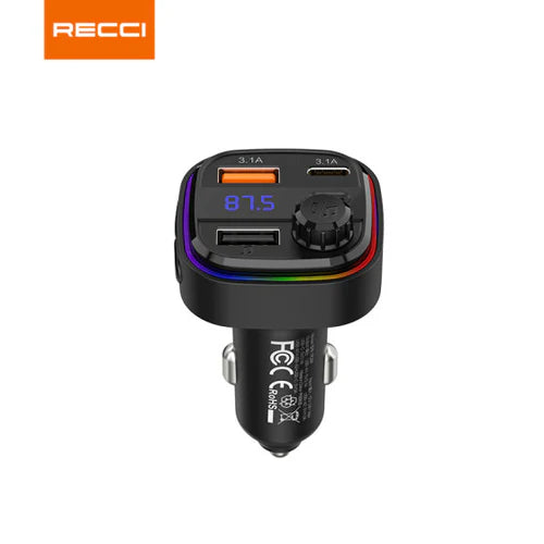 Car Adapter RECCI & FM Bluetooth 15+15W RQ08 - Multi-Functional - Local Warranty