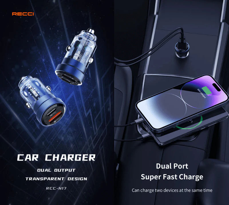 Car Charger RECCI 33W Journey RCC-N17 - Dual Ports - Local Warranty