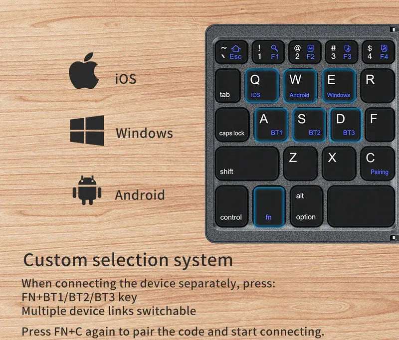 RECCI Touch Mouse & Keyboard Wireless | RCS-K01 - Tri-Fold - Local Warranty