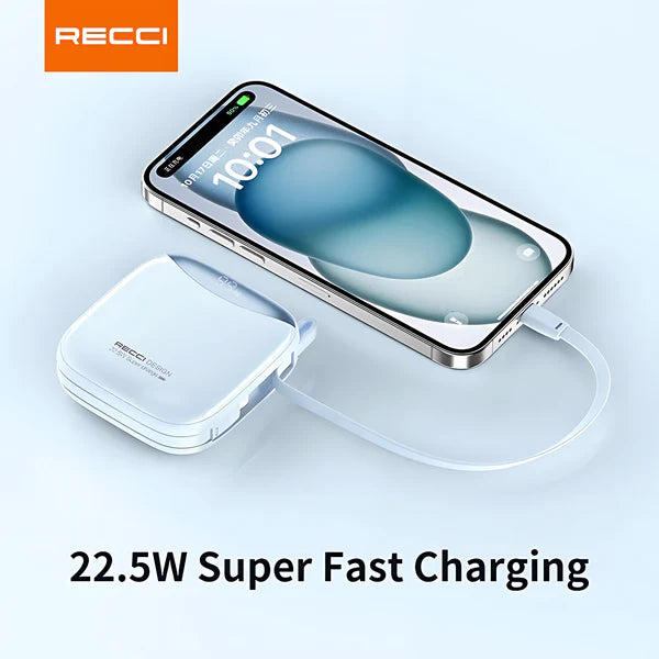 Power Bank 22.5W RECCI 10,000mAh with Dual Cable RPB-P46 - Local Warranty