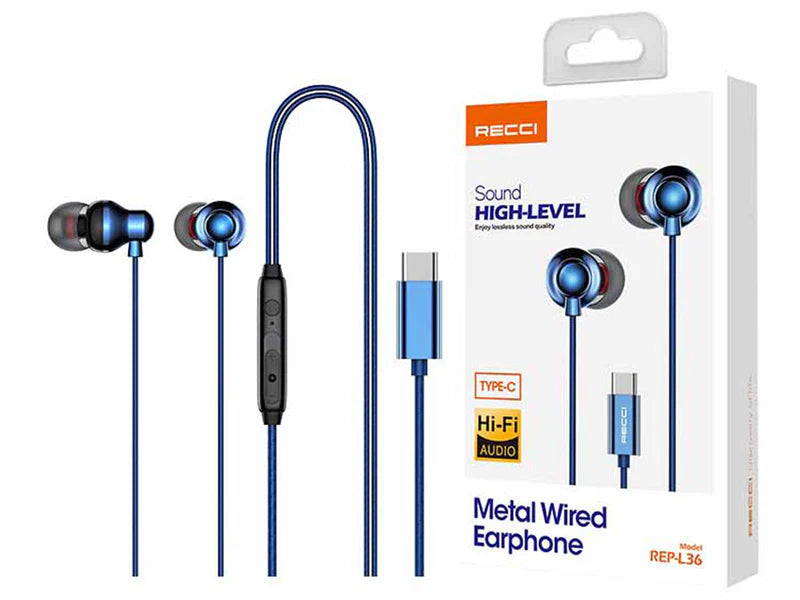 RECCI In-Ear Metal Headphones REP-L36 Type-C - Local Warranty