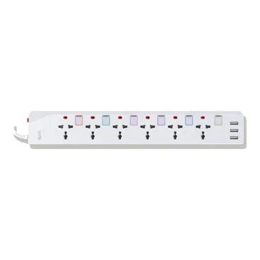 SIA Power Strip - 3 USB-A Ports - 6 AC Outlets | SI-PS003W - Local Warranty