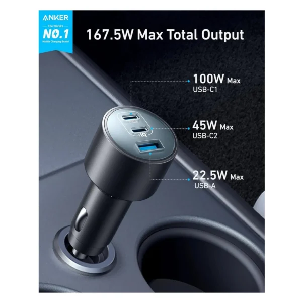 ANKER Car Charger 167 5W 3 Ports Watts 600x600