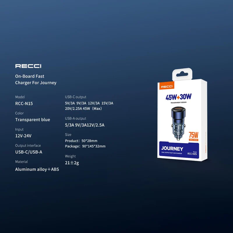 RECCI Car Charger 70W Journey RCC-N15 - Dual Ports - Local Warranty - Image 6