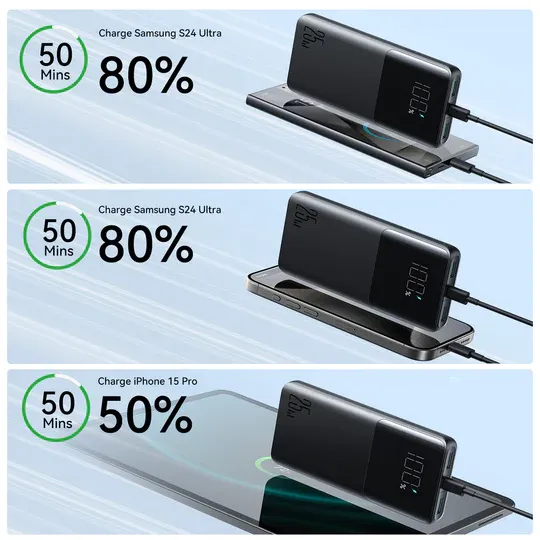Power Bank 25W JOYROOM 10,000mAh JR-PBF20 - LED Display - Black - Image 3