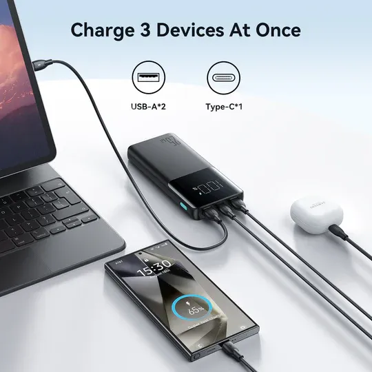 Power Bank 25W JOYROOM 10,000mAh JR-PBF20 - LED Display - Black - Image 4