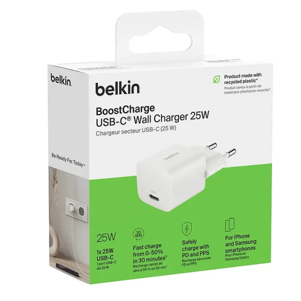 Al Sheikh Stores Adapter PD belkin 25W USB C White BoostCharge Box Contents 600x600