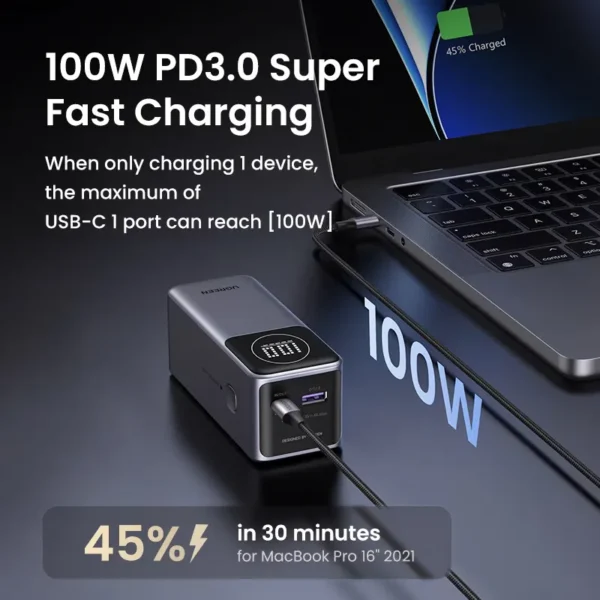 Al Sheikh Stores Power Bank PD 100W UGREEN 12000mAh Nexode PB724 Black PD3 0 Super Fast Charging 600x600